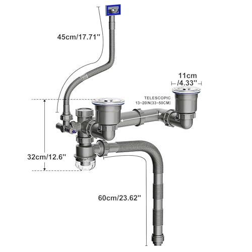 Kit Drenaje Para Fregadero Doble con Sifón P-Trap 1 1/2" miniatura 2