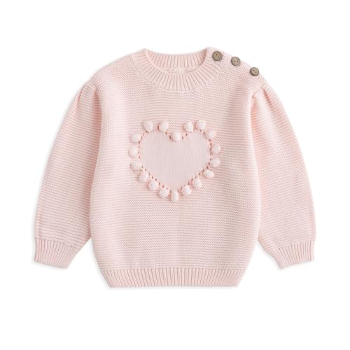 Simplee kids Baby Pullover Sweater Valentines Outfit Love Embroidery Knit Sweaters Coat for Autumn Fall and Winter