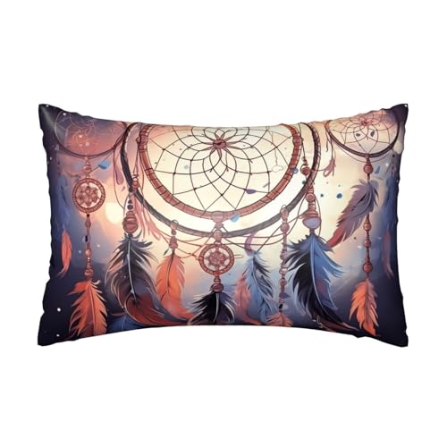 Funda de almohada de satén para el cabello y la piel, funda de almohada de atrapasueños nativos americanos, tamaño Queen, 20 x 30 pulgadas, fundas de almohada de seda con cremallera oculta, fundas de