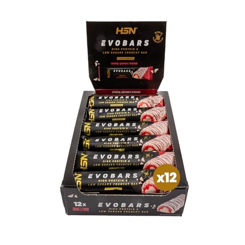 Imagen de HSN Evobars Barritas de Proteínas 19g Proteína Yogur de Cereza Pack 12x60g Bajas en Azúcar y Sin Aceite de Palma Snack Fitness Crujiente Alternativa a Batidos de Proteína