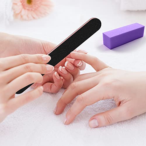 ANYI Nail Files and Buffer 100/180 Grit Rectangular Care Buffers Block Tools Double and Four Sided Grit Polishing Buffer Professional Manicure Tools Kit for Home Salon 12Pcs