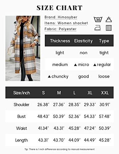 Himosyber Women's Casual Plaid Lapel Woolen Button Up Pocketed Long Shacket Coat(Brown-L) #TOP5