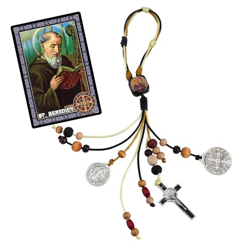 St Benedict Medals for Door with Saint Benedict Prayer Cards Home Protection St Benedict Crucifix Catholic Gift Set for New Home Door Hanger Decor Medalla De San Benito Escapularios Catolicos