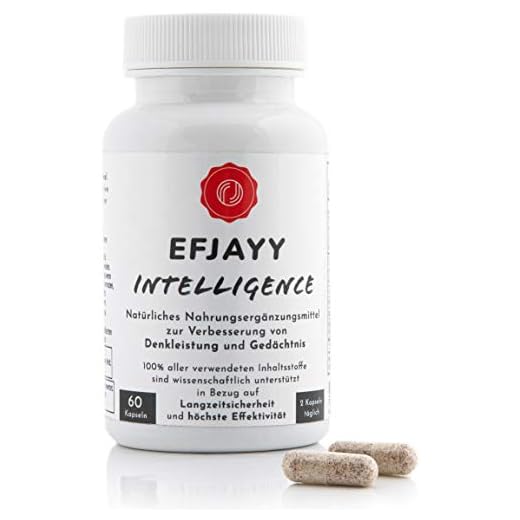EFJAYY® Intelligence – Nootropic Brain Booster I 100% Naturlig Formel för Koncentration och Minne I Hög Dosering och Bästa Biotillgänglighet I 60 Kapslar I Utan Noopept - Ritalin - Adderall