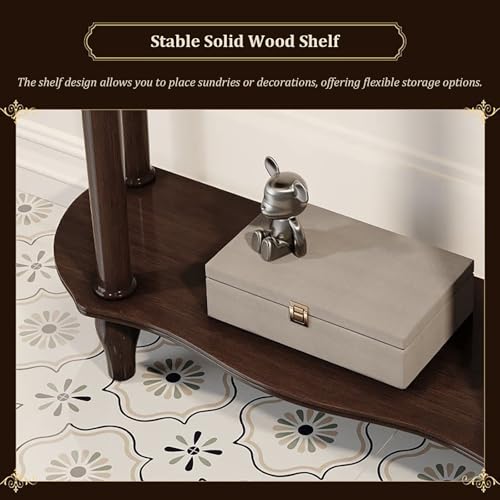 Mesa consola con cajón mesa de entrada semicircular de madera con estante de almacenamiento 8