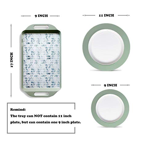 Bowla Melamine Rectangular Serving Tray With Handles (Greenplants) #TOP2