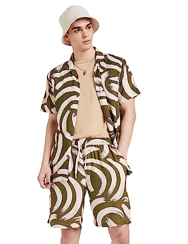 Image of Amazon Brand - INKAST Men's Geometric Printed Half Sleeve Viscose Shirt /Co-Ord Sets (Regular Fit)