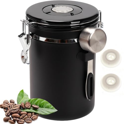SUEIANNMN1.8L Coffee Canister Airtight, 26oz Coffee Storage Container Stainless Steel Air Tight...