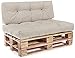 Produktbild Easysitz Palettenkissen Set Palettensofa Palettenpolster Palettenauflagen Sofa Kissen Polster Auflage Indoor Outdoor Gesteppt für 120 x 80 cm Europaletten (Set 1: Sitzkissen + Rückenkissen - Creme)
