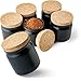 Produktbild Tuuters Keramik Gewürzgläser Set mit Korken - 150ml Korkenglas mit Lichtschutz (6 Stück schwarz Griffkorken)