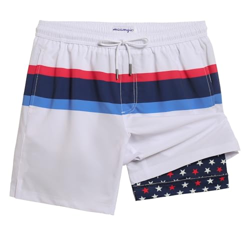 Image of maamgic Mens Swim Trunks with Compression Liner 7 Inch Inseam Mens Bathing Suit Quick Dry Swimming Trunks Swimsuit