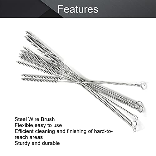 Image of Utoolmart Steel Wire Tube Brush 12 inch x 1 /4 inch Spiral Long Handle 10pcs