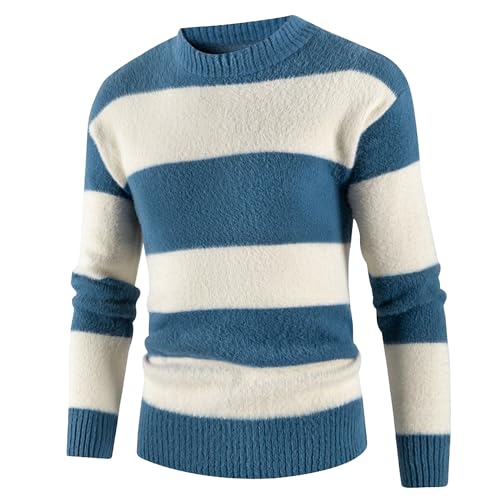 Maiyifu-GJ Men's Striped Knitted Pullover Casual Color Block Slim Fit Sweater Crewneck Long Sleeve Patchwork Sweaters