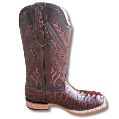 Image of Men's Alex Western Cowboy Boots Square Toe Pull On | Embossed Full Grain Leather