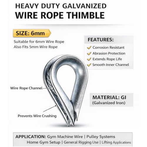 Image of Thimble Eye Lock for Gym Cable Wire & Rope Support | 6mm (Pack of 4)