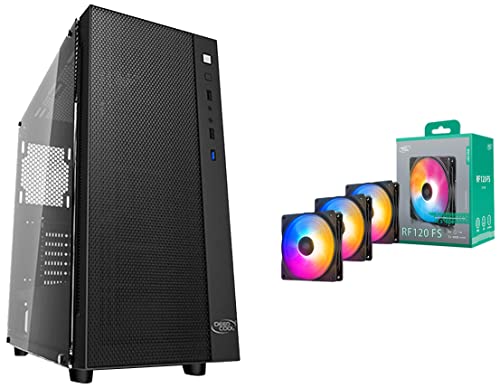Image of DEEPCOOL MATREXX 55 MESH Mid-Tower EATX Computer Cabinet /Gaming Case - Black | 4mm Tempered Glass| 4 x SSD and 2 x HDD Slot & DEEPCOOL RF120 FS 120mm Case Fan 3-in-1 Pack