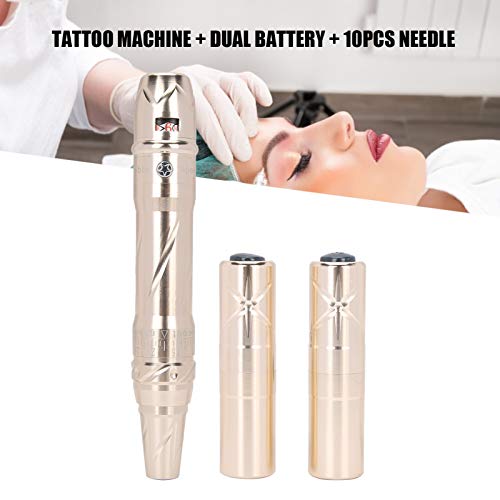 Permanent Makeup Machine, Portable Multifunctional Wireless Rotary Tattoo Machine Kit, Lip Eyebrow Brows Eyeliner Tattoo Miroblading Shading Supplie, Without Needles (Gold) #TOP2