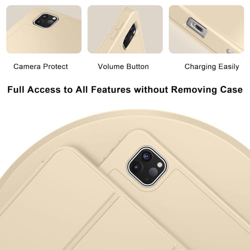 Image of ZryXal New iPad Pro 13 Inch Case (M5) 2025 / (M4) 2024 with Pencil Holder, Smart iPad Case [Support Pencil Pro and Pencil (USB-C)], Support Touch ID and Auto Wake /Sleep (Champagne Gold)