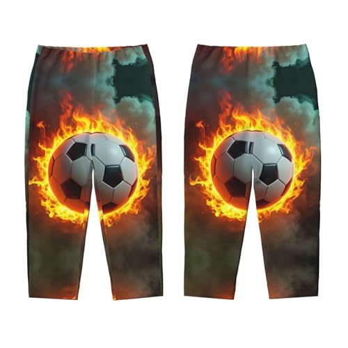 Pajama Pants Pajama Bottoms with Elastic Waistband Sleepwear Lounge PantsFire Soccer Football3