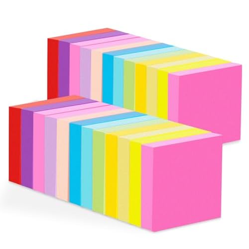 12 Pads Mini Sticky Notes 2 x 2In,12 Bright Colorful Sticky Note Pads 50 x 50mm,1200 Sheets Small Posted Notes,100 Sheets/Pad Super Sticking Power Memo Pads Bulk for School,Offices & Home Us