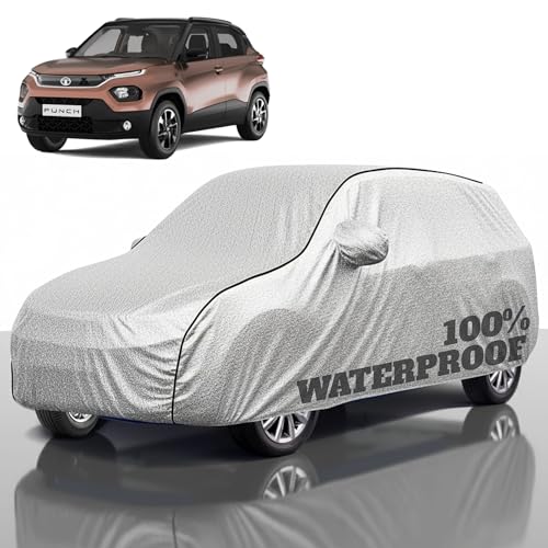 Image of Premium Polyester Car Cover Punch All-Weather Protection from Rain, Dust & Sun | UV Resistant Fabric | Full Body Secure Fit for Outdoor & Indoor Parking Silver