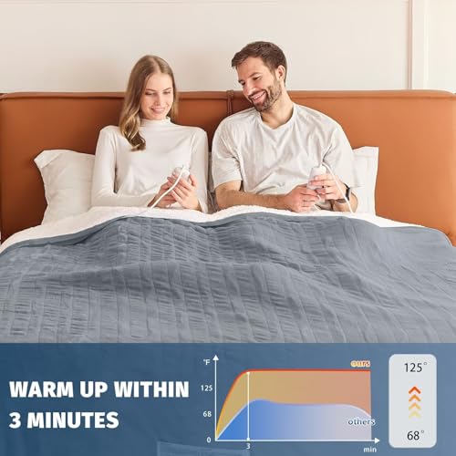 King Size Heated Electric Blanket - 90" x 108" with Dual Control, 10 Heating Levels & 8 Hours Auto Off, Soft Warm Flannel Gifts with Over-Heat Protection, ETL & FCC Certified