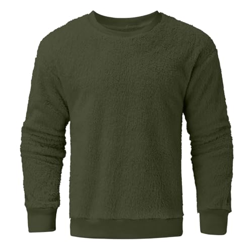Mens Fleece Pullover Winter Warm Fuzzy Sherpa Sweatshirt Casual Comfy Soft Crewneck Oversized Sweater Tops Streetwear3