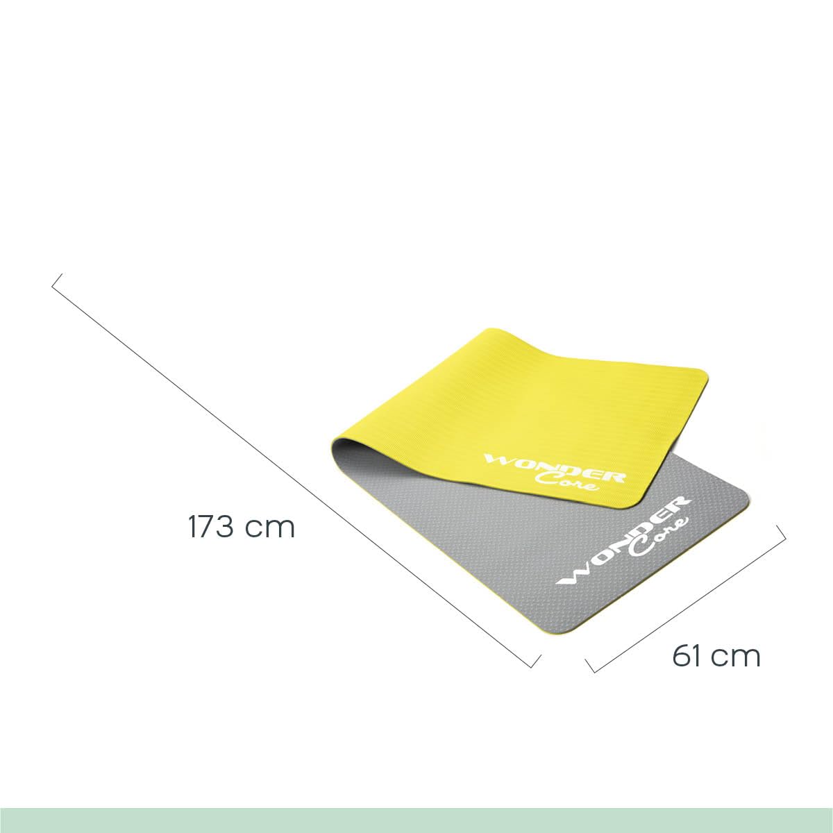 Wonder Core Tappetino da yoga Fitness Sport Ginnastica Tappetino Pilates TPE ecologico antiscivolo spessore 6 mm - Verde/Grigio - 173 x 61 cm