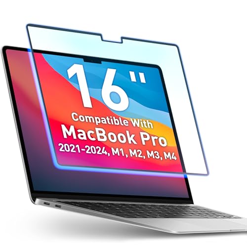 VINTEZ Protection d'écran amovible à lumière bleue compatible avec MacBook Pro 16" 2021, 2022, 2023, 2024, M1, M2, M3, M4 | Filtre de protection d'écran pour ordinateur portable facile à mettre et à