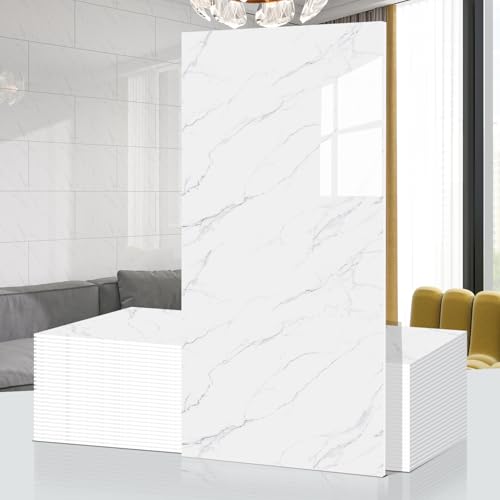 DULEIXUFHEE Marble Peel and Stick Backsplash 23.6 x11.8 in 40PCS White