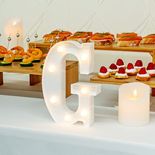 Image of Restaurantware Illumify 6 x 1.2 x 8.7 Inch Light Up Letter 1 Durable Marquee LED Light - Letter G Touchproof White Plastic Party Light Keyhole Slot For Parties Weddings Or Special Events