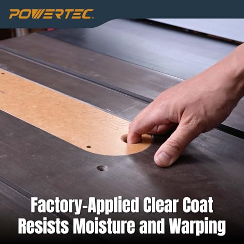 Image of POWERTEC Zero Clearance Table Saw Insert 3-Pack - Fits Delta 36-725, 36-725T2, 36-5152, 36-5000, 36-5000T2 - MDF Throat Plate for Cleaner Cuts, Kickback Prevention, Easy Installation (72228)