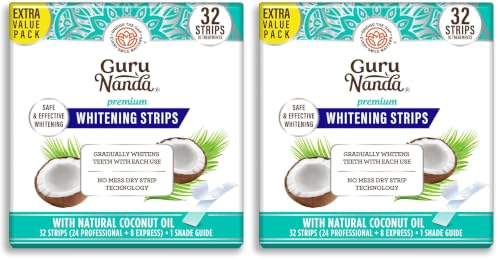 Image of GuruNanda Teeth Whitening Strips Kit - 16-Day Treatment with Non-Slip, Dry Strip Technology - Whitening Designed with Care for a Brighter Smile (Pack of 2)