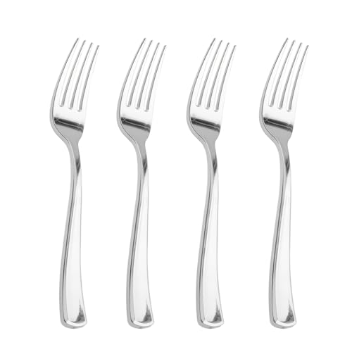 Liacere 200 Pack Silver Plastic Forks - 7.4 inch Heavy Duty Forks - Heavyweight Disposable Forks - Silver Plastic Silverware for Catering Parties Dinners for Christmas