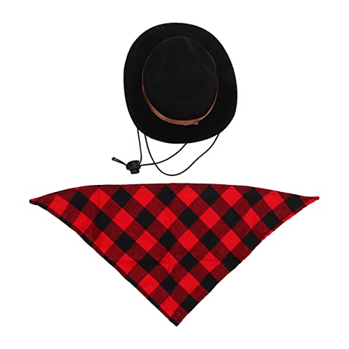 Cachecol de chapéu de cowboy de gato, conjunto de fantasia legal de cowboy com cachecol para festa p