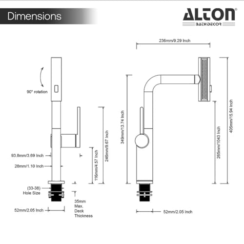 Image of ALTON TSL18070, Single Lever Sink Mixer, Chrome | With Dual Flow Pull-Down Sprayer