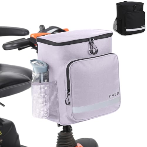 Staveley Mobility Scooter Front Bag Large Basket Replacement with Drinks Holder Organiser Pockets & Reflective Strip Extra Storage for Shopping & Everyday Use Purple