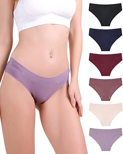 LEVAO 6 Pack Seamless Underwear for Women Bikini Panties No Show Soft Stretch Cheeky Underwear Invisibles Hipster Briefs S-XL
