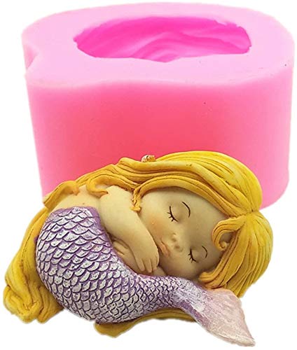 Stampo in silicone a forma di sirena, stampo in silicone per torta di fondente, stampo per cioccolato a forma (DD284