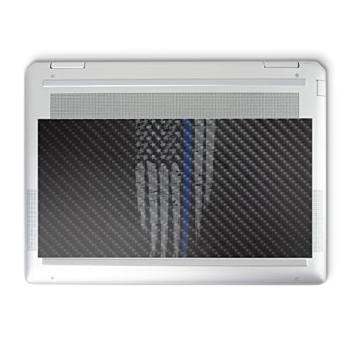 Image of MightySkins Carbon Fiber Skin Compatible with HP Spectre x360 14 inch (2022) Full Wrap Kit - Thin Blue Line | Protective Durable Textured Carbon Fiber Finish | Easy to Apply | Made in The USA