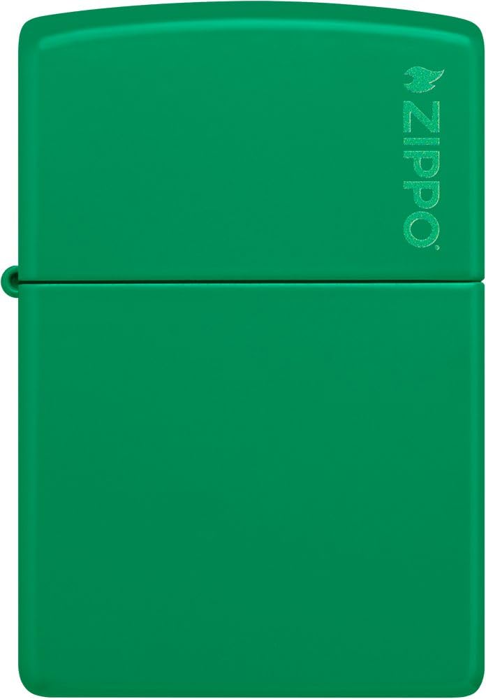 Zippo Accendino tascabile classico con logo Zippo verde erba opaco