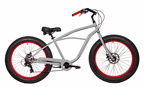 Fk Cycling Bicicleta Chopper Crucero Ruedas Fat Bike 26 X 4.0 Cambio De Marchas Sh7 Velocidades Gris Nardo Rojo Fk Cycling Bicicleta Chopper Crucero Ruedas Fat Bike 26 X 4.0 Cambio De Marchas Sh7 Velocidades Gris Nardo Rojo