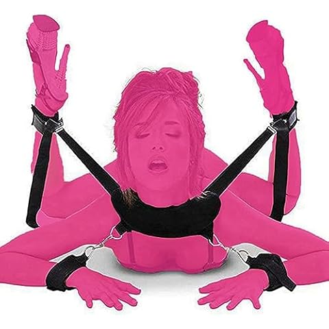 Exdas Neck to Wrist Restraints kit Sexy Slave Frisky Beginner Behind Back Handcuffs Collar Adjustable Bondage Set Couple Sex Game Tool Spreaders Bar Women Sweatshirt Cover