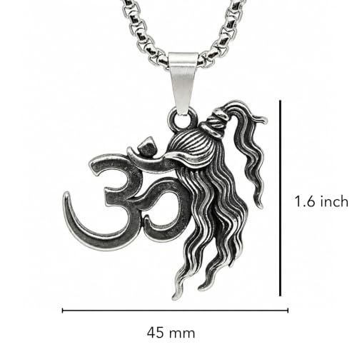 Image of THE MEN THING - Sanatan Divine Symbols Oxidised Pendant Necklace with 24inch Round Box Chain for Men & Boys