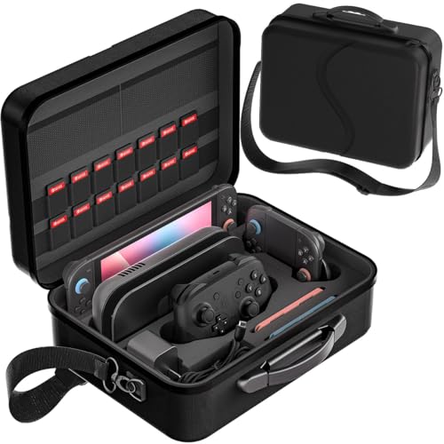 Image of ZORBES Carrying Case for Switch 2 2025, Protective Hard Shell Case with 14 Game Card Slots, Portable Travel Bag with Handles and Shoulder Straps for Switch 2 Console and Accessories