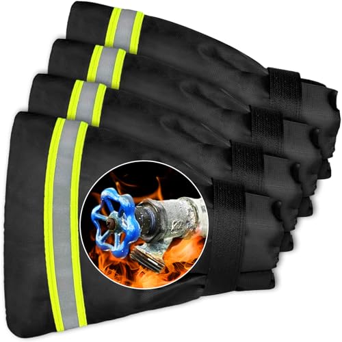 4 Pack Outdoor Faucet Covers,Thicken Outside Faucet Socks for Winter Freeze Protection,Reusable Waterproof Hose Bib Cover with Reflective Strip for Garden(5.9' W x 7.1' H )
