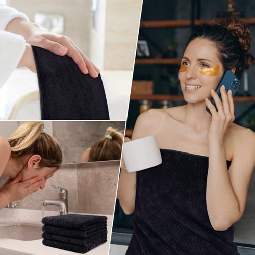 HOMEXCEL 8 Piece Bath Towel Set, Microfiber Bathroom Towel - 2 Bath Towels, 2 Hand Towels, and 4 Wash Cloths, Super Soft, Highly Absorbent Towels for Bathroom, Gym, Hotel, and Spa (Black) - Image 7