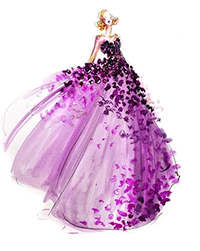 eGoodn 5D Diamond Painting Arts Full Drill Round Beads Paint by Number Kit Wall Decor, Canvas 15.8 by 19.7 inches, Lavender Wedding Dress, No Frame