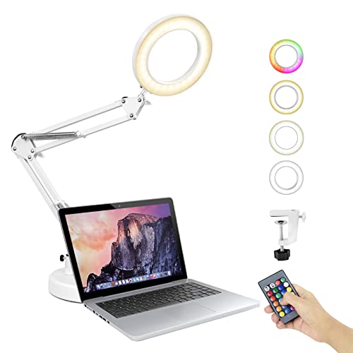 Toolour - Lámpara de escritorio regulable de 6000 K, kit de iluminación de fotografía con 18 colores de luz ajustables, 5 modos de iluminación RGB para YouTube, llamada de zoom, transmisión en vivo Cover