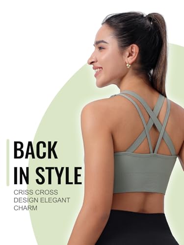 Image of Sports Bras for Women High Support, Multipack Padded Supportive Criss Cross Back Wireless Running Yoga Workout Bra